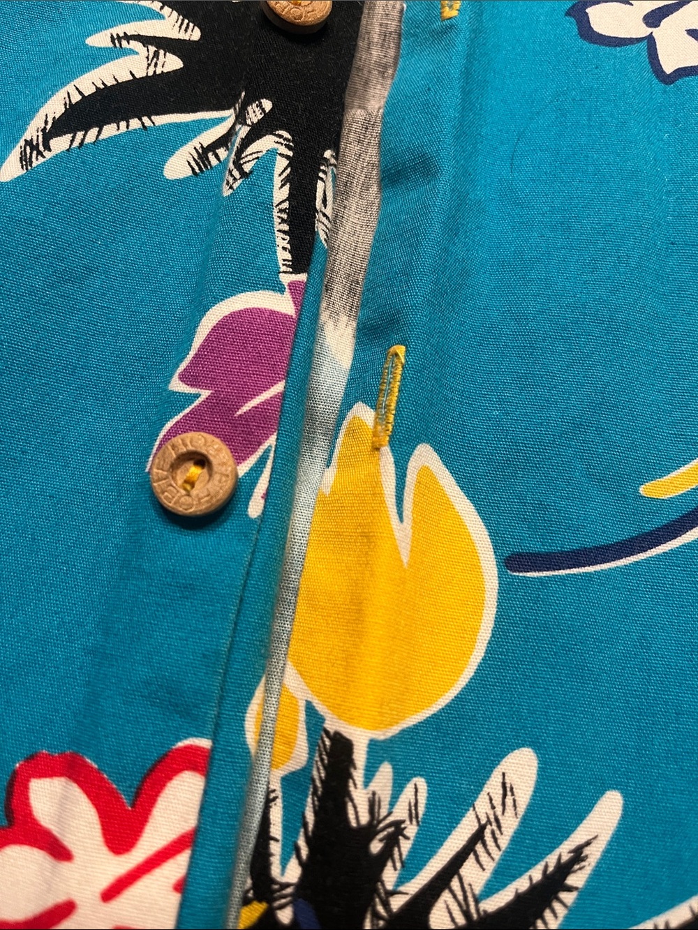 Vintage 1980’s Hobie Blue Tropical Floral Button-Down Shirt - Picture 3 of 7